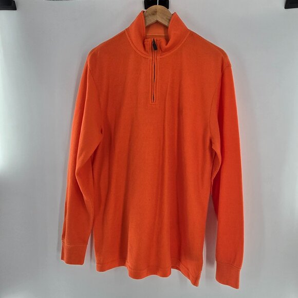 Chaps Sweater Men's Quarter Zip Mock neck Orange Sz L NWT - Picture 2 of 6